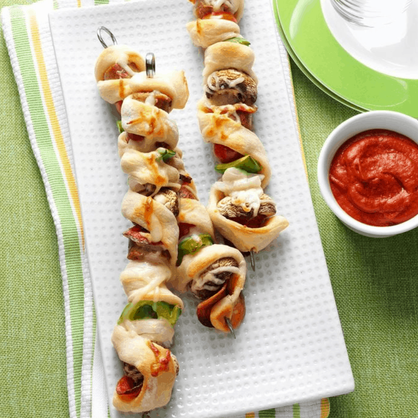 Pizza Pieces on a Skewer