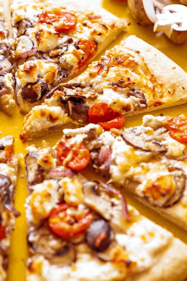 Goat-Cheese-Pizza-with-Mushrooms-and-White-Sauce