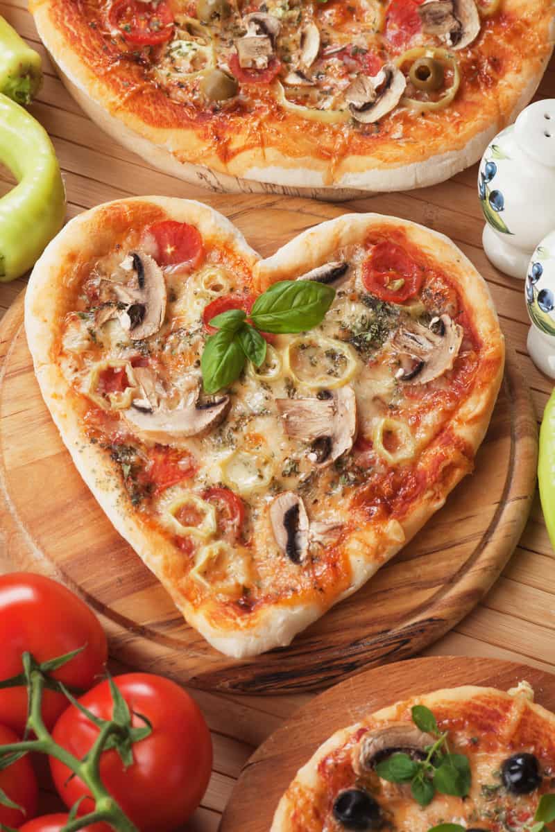 Heart shaped pizza for Valentine’s Day