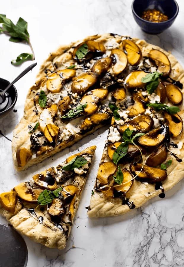 Jessica-In-The-Kitchens-Grilled-Peach-Basil-and-Vegan-Goat-Cheese-Pizza