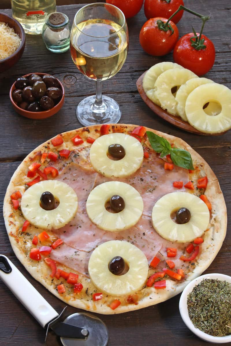Riesling with Pineapple Pizza