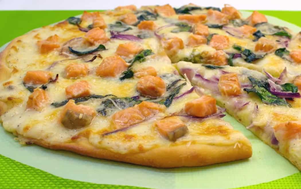 Salmon Pizza with Spinach