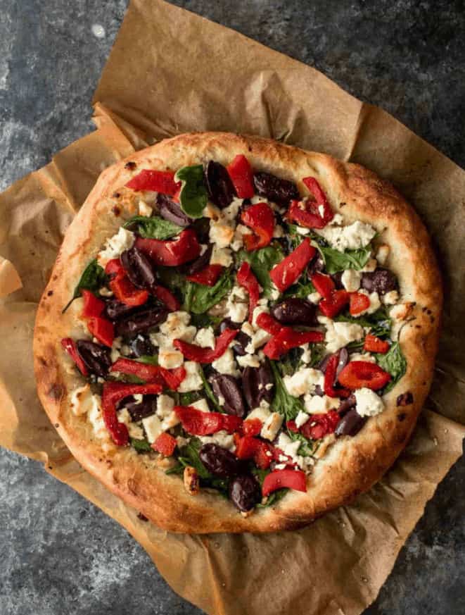 GREEK-PIZZA-WITH-FETA-SPINACH-AND-OLIVES