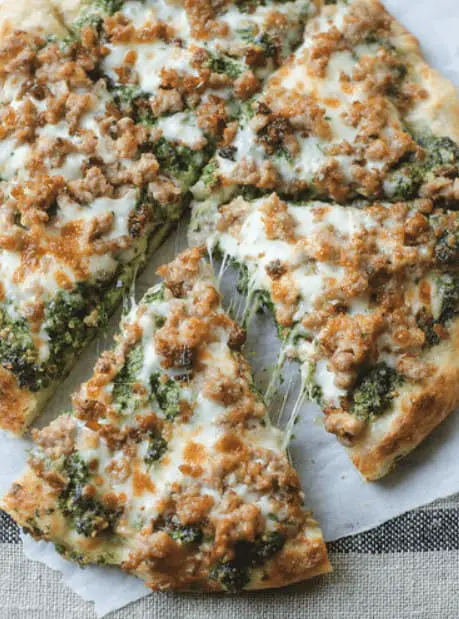 Skillet-Sausage-and-Kale-Pesto-Pizza