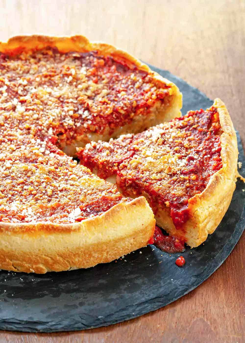 Chicago-Inspired Deep Dish Pizza with Italian Sausage