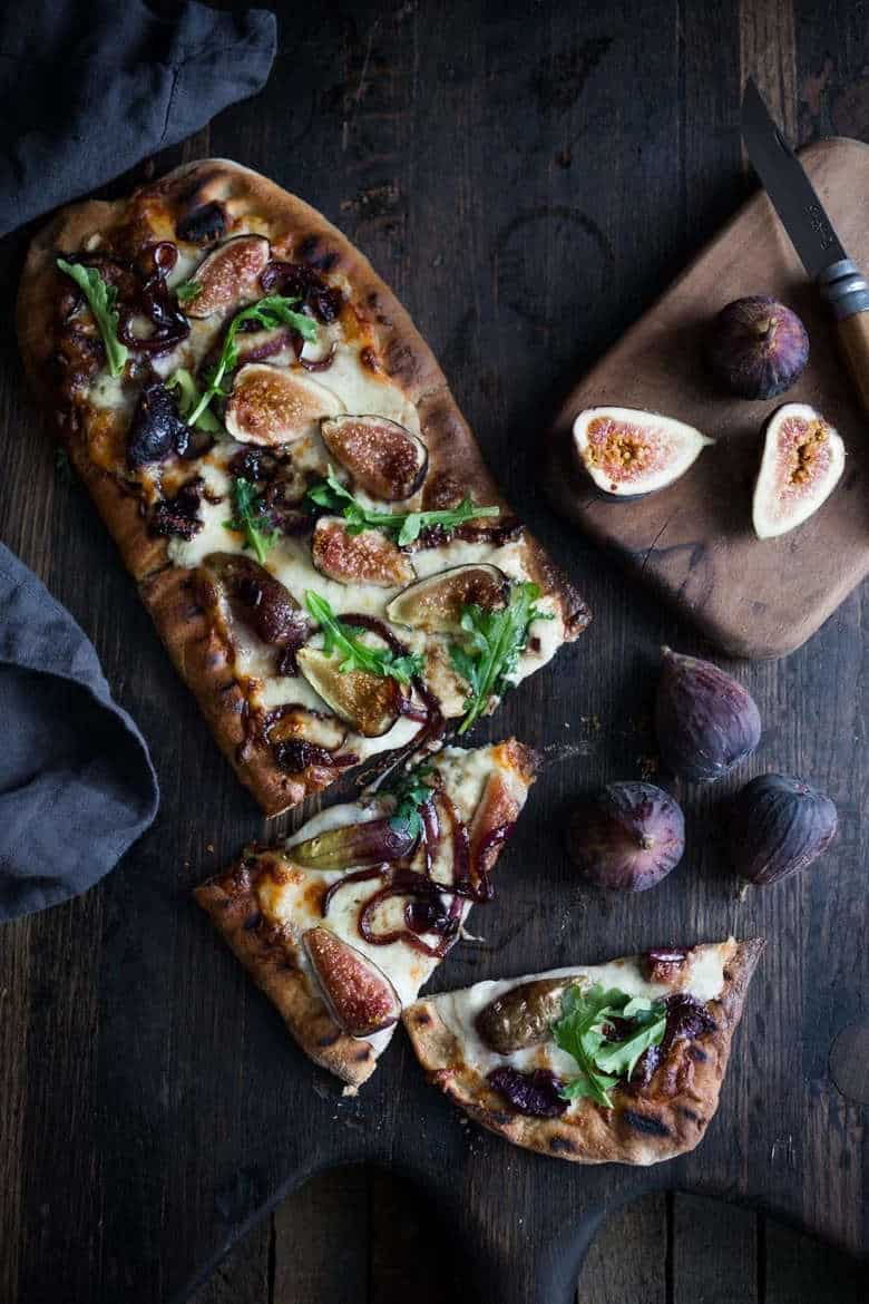 Grilled Pizza with Figs, Balsamic Onions, and Gorgonzola