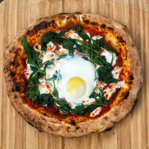 Ooni Spinach and Egg Pizza