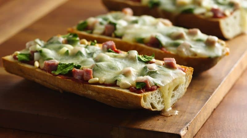 Spinach and Ham French Bread Pizza Recipe