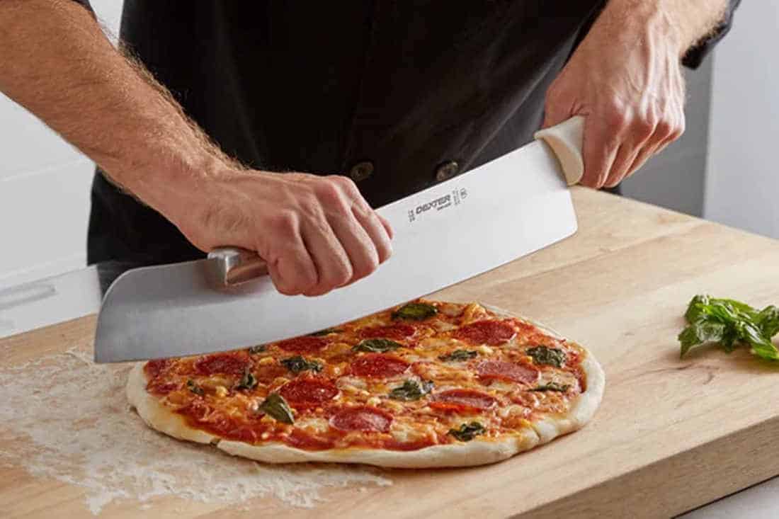 Large Chef’s Knife cut pizza