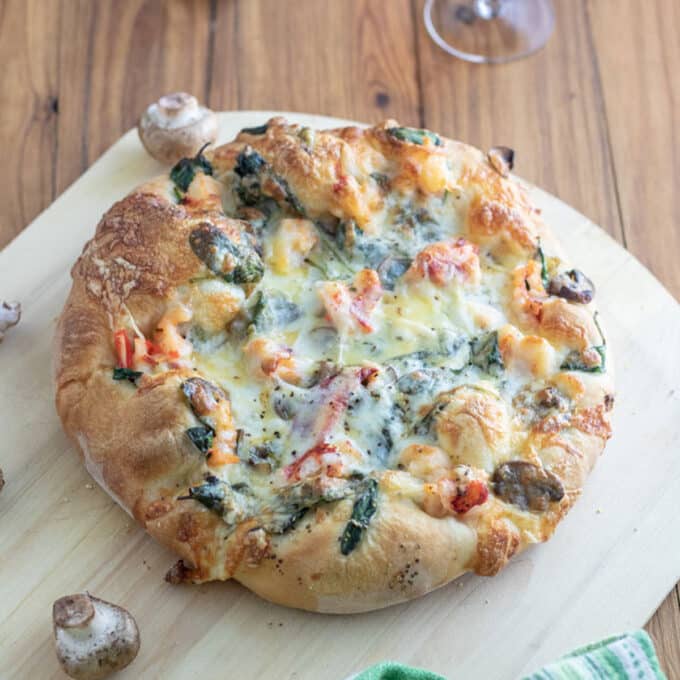 Lobster Pizza with Spinach and Gouda Cheese