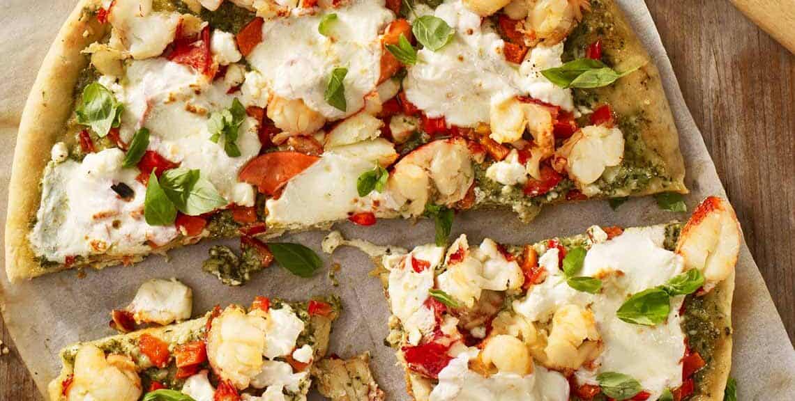 Maine Lobster and Roasted Garlic Pesto Pizza