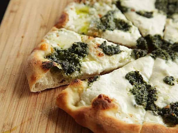 Pizza with Pesto, Ricotta, and Mozzarella Recipe