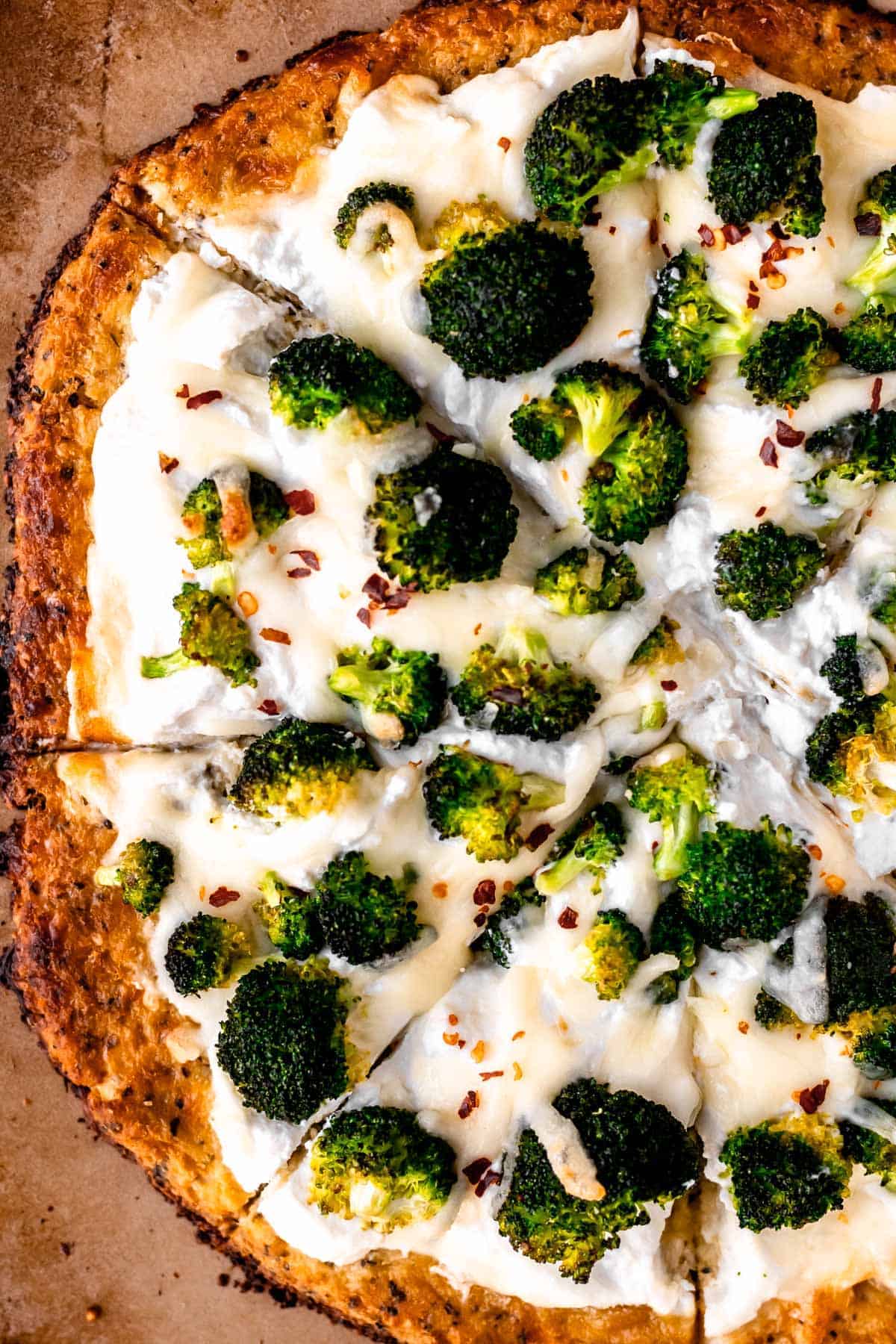 Ricotta Pizza with Roasted Garlic & Broccoli Recipe