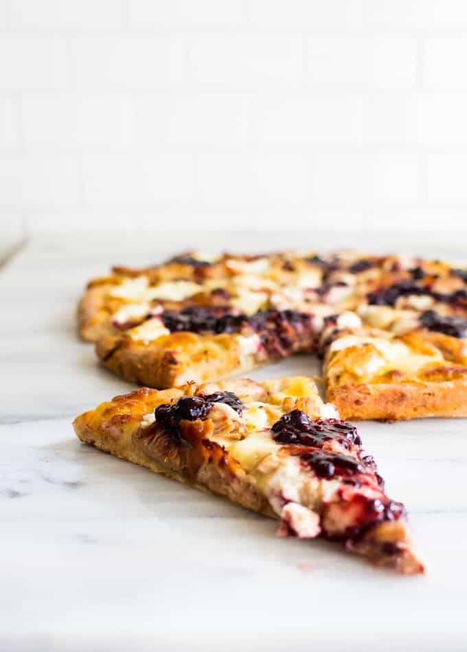 White Pizza With Pulled Pork And Balsamic Blackberry Sauce