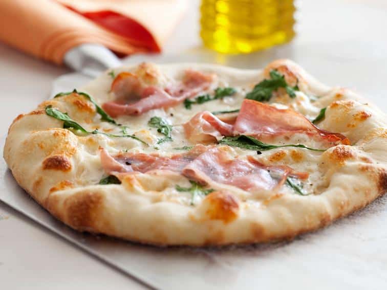 Wood-Fired White Pizza with Proscuitto and Arugula