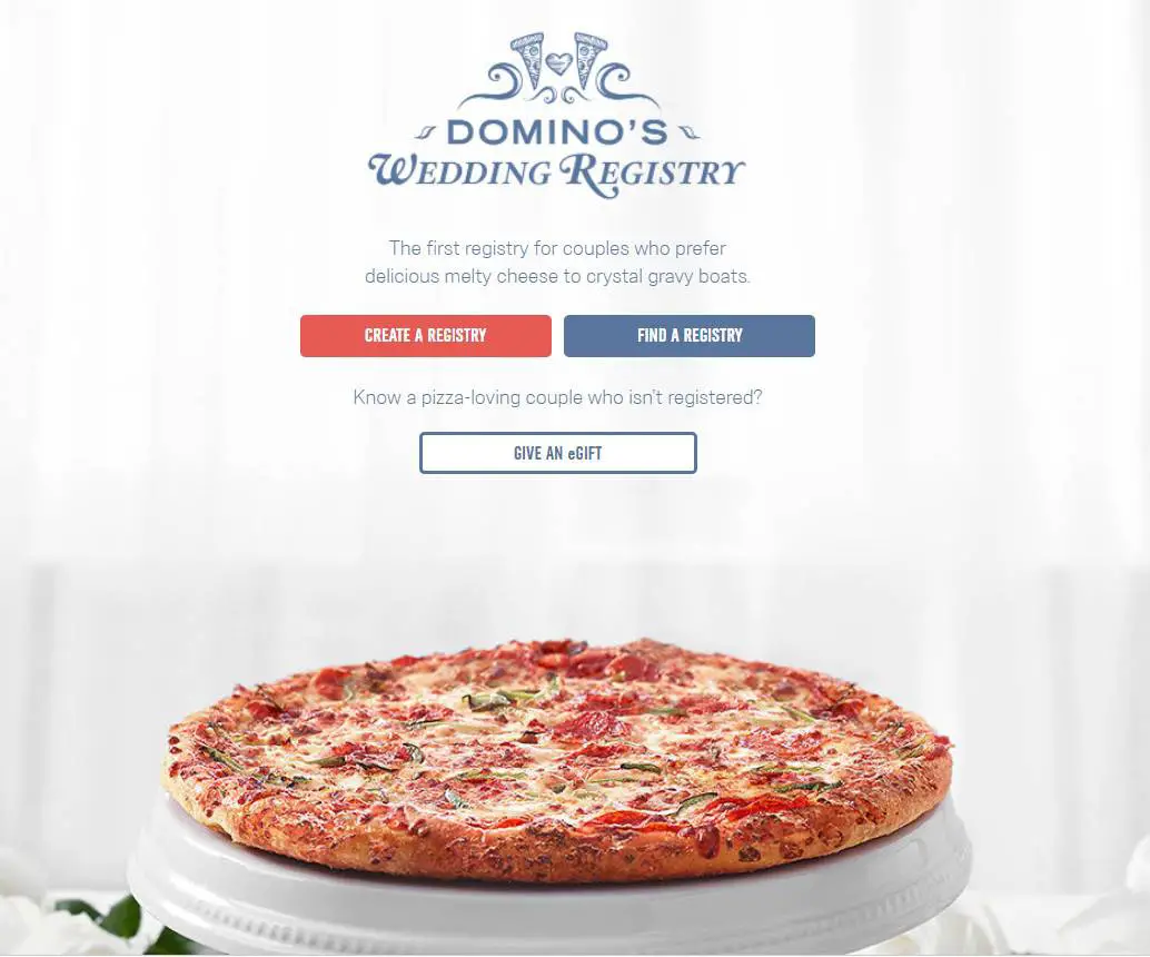 Register on the Domino’s Wedding Registry