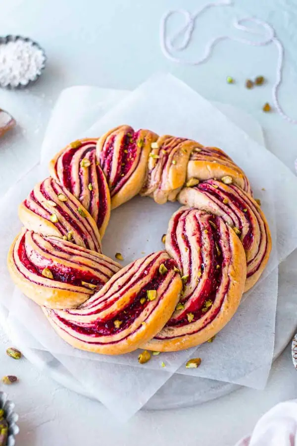 Raspberry and Pistachio Wreath