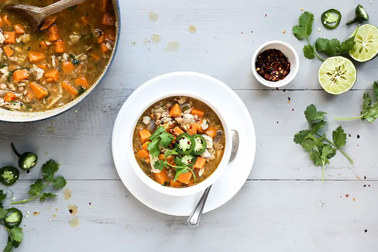 White Chicken Chili with Sweet Potatoes