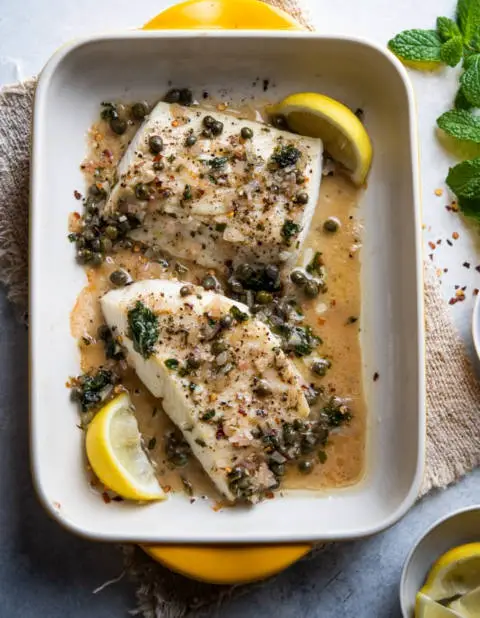Zesty Halibut with Citrus Wine Sauce