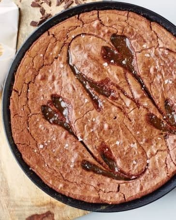 One Bowl Caramel Skillet Brownie