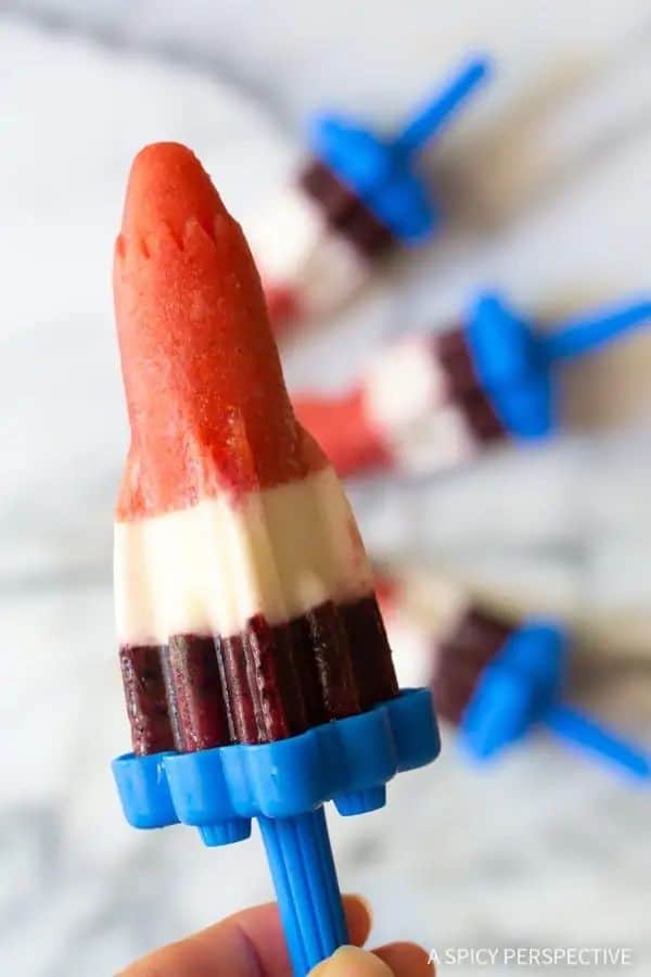 Boozy Red, White, and Blueberry Cheesecake Popsicles