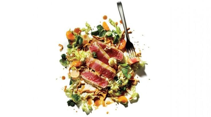 Ahi Tuna Winter Salad With Creamy Balsamic Dressing