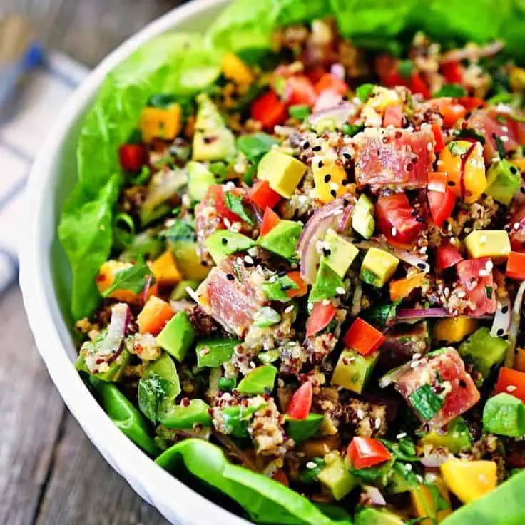Seared Ahi Tuna Salad With Avocado And Mango