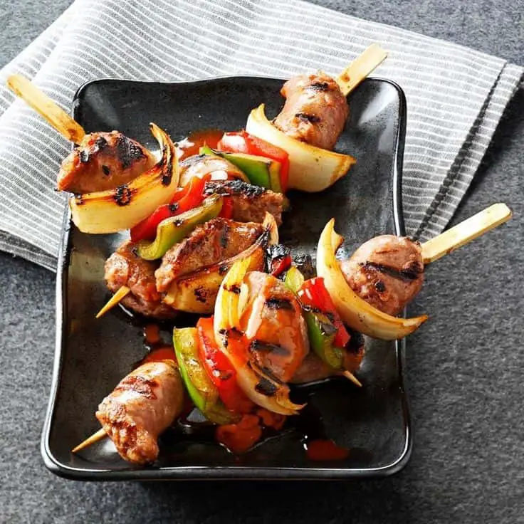 Tomato Basil Peach Skewers
