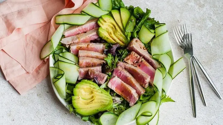 Seared Ahi Tuna With Cucumber Salad
