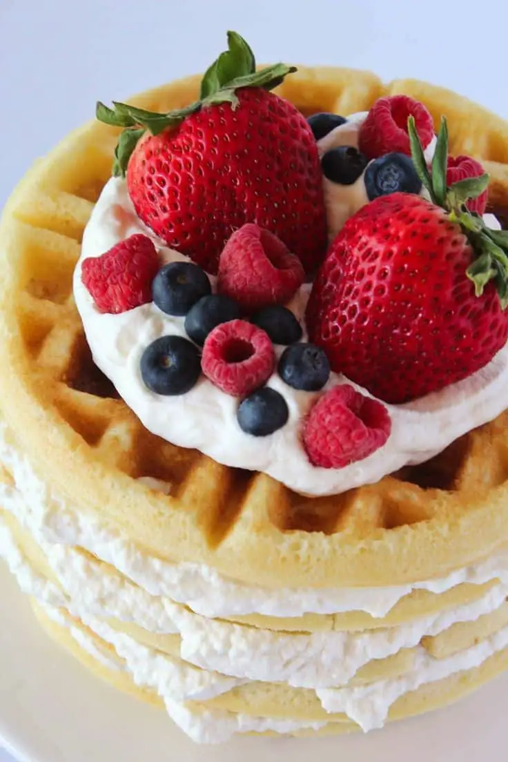 White Chocolate Waffle Cake With Blueberries