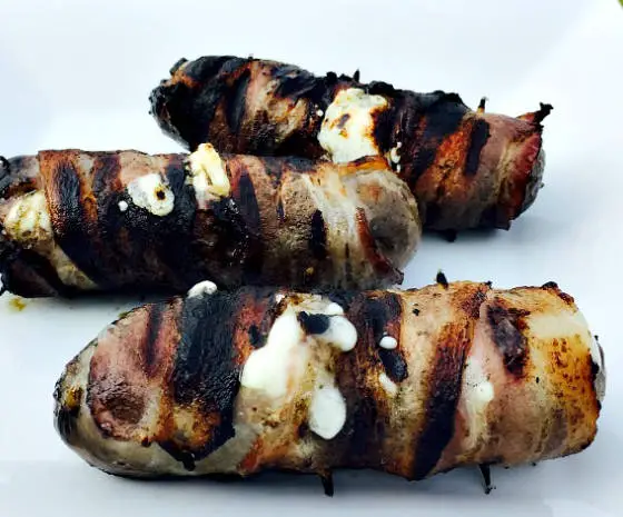 Bacon Wrapped Cheese Stuffed Brats