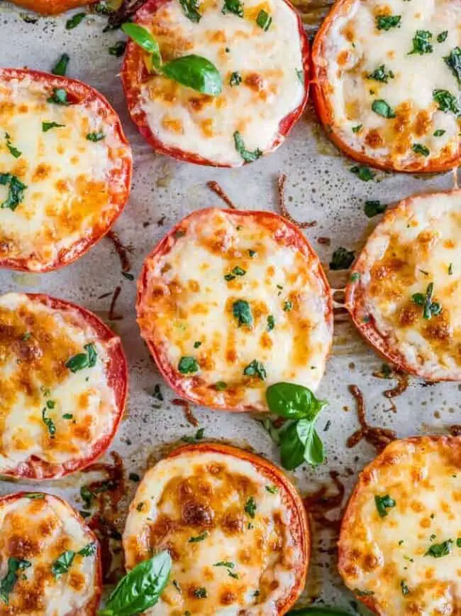 Baked Tomatoes With Mozzarella And Parmesan Cheese