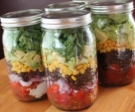 Chopped Black Bean And Corn Salad In A Mason Jar