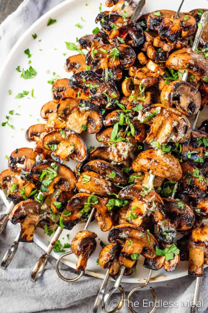 Grilled Garlic Butter Mushroom Kabobs