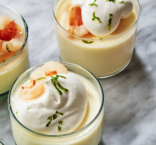 Lime Custards With Lychees