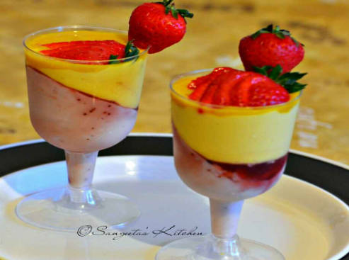 Mango Strawberry Panna Cotta