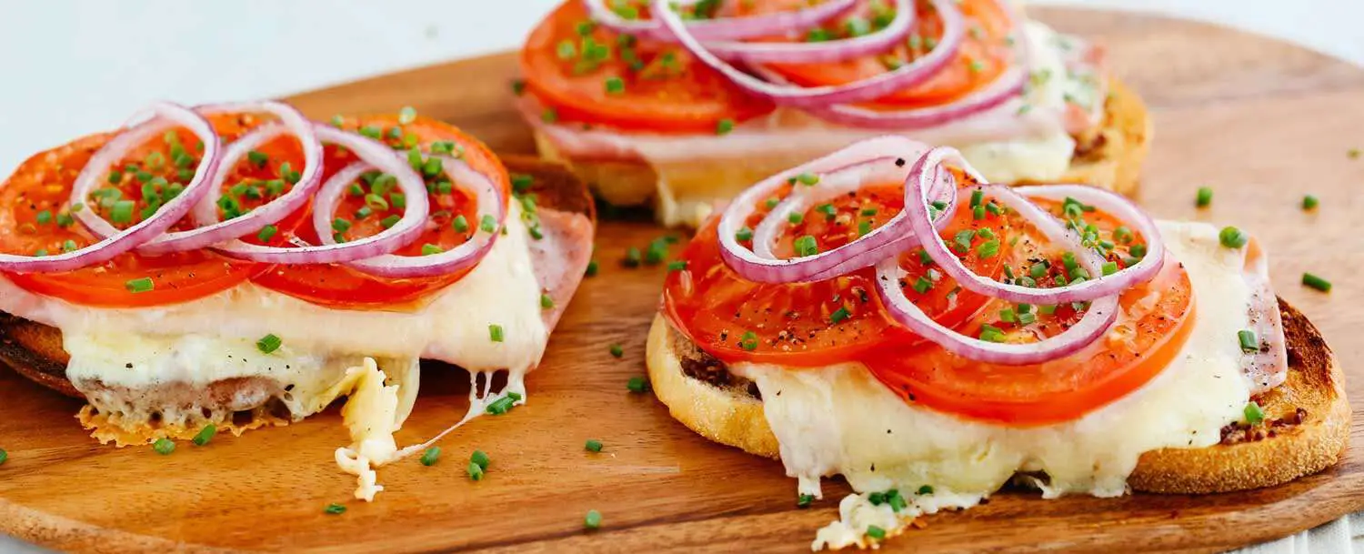 Open-Faced Grilled Ham And Cheese Sandwich