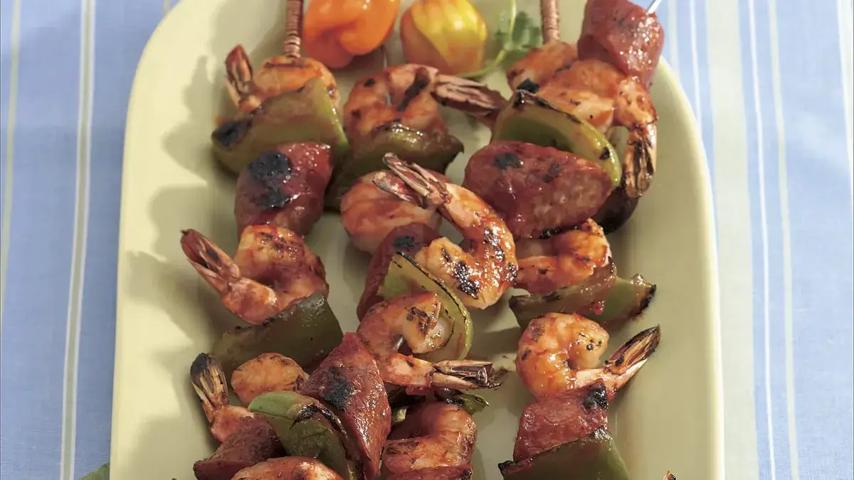 Sausage And Grilled Shrimp Kabobs