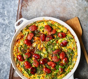 Spring Frittata With Crispy Chorizo