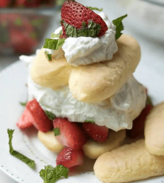 Strawberry Mint Shortcake with Lady Fingers