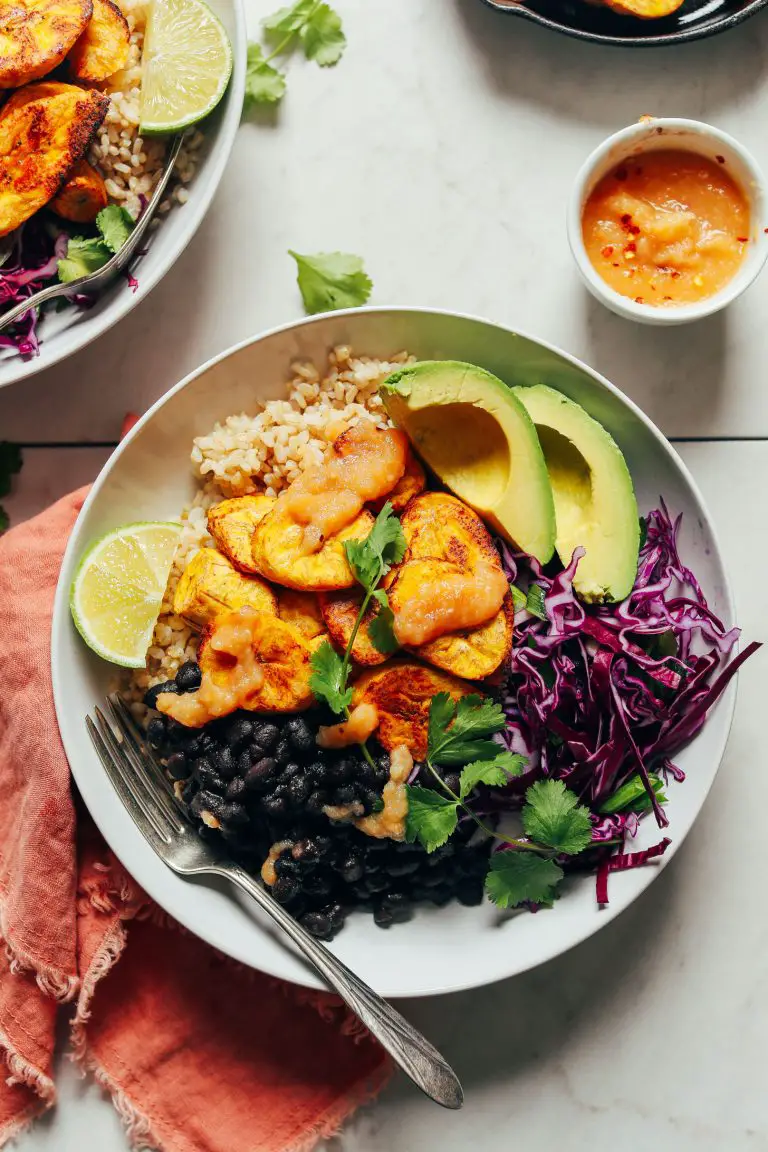 Vegan Roasted Plantain And Black Bean Bowl