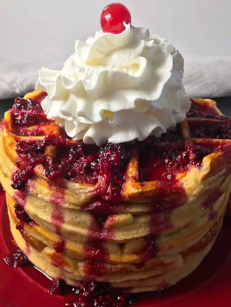 Cake Batter Dessert Waffles With Ice Cream