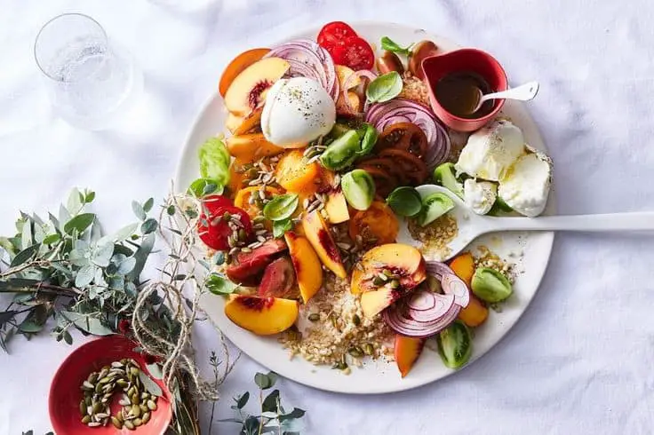 Tomato, Peach And Mozzarella Salad With Buckwheat