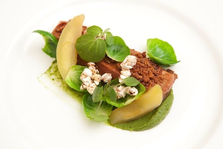 Poached Duck With Sprouts, Apple And Buckwheat