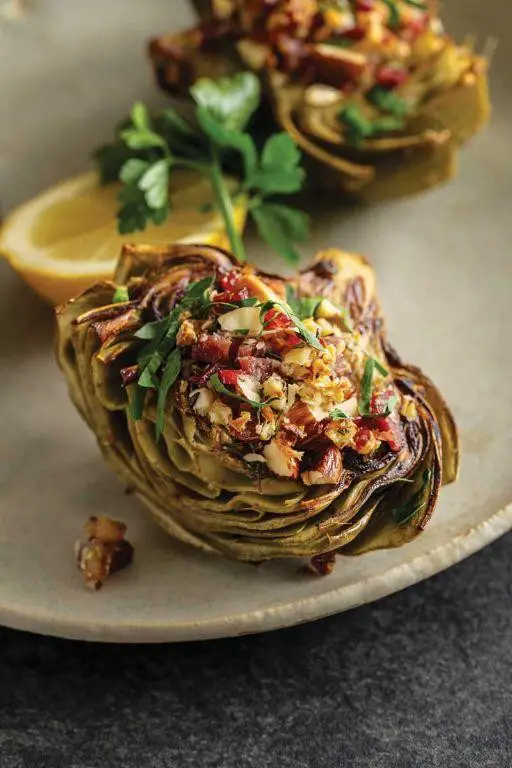 Artichokes with Almonds and Lemon