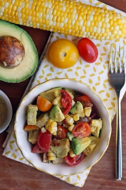 Avocado and Corn Panzanella Salad
