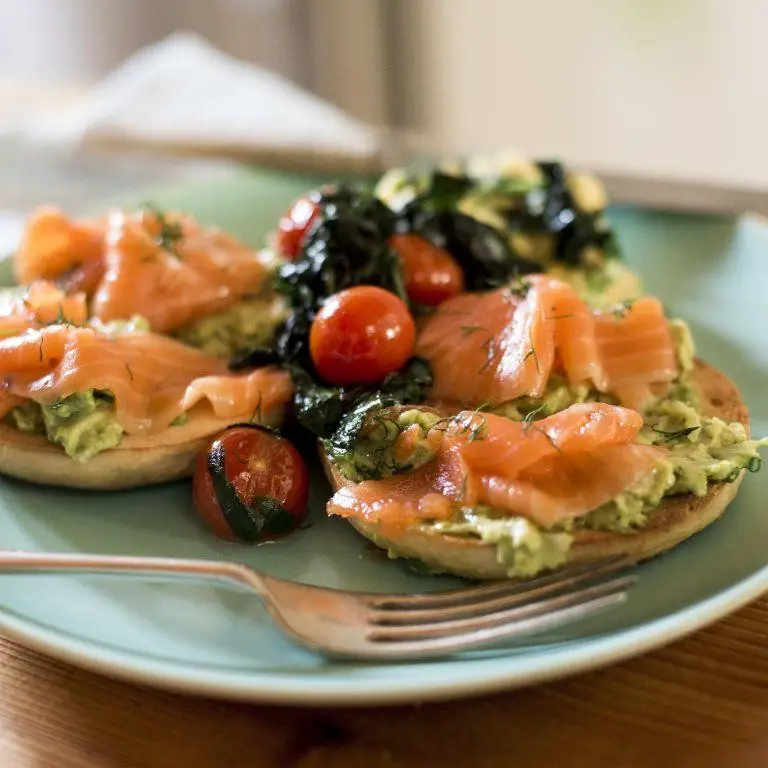Avocado and Salmon Bagel