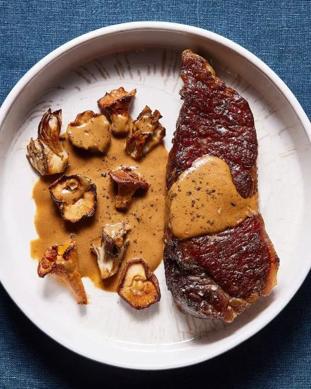 BBQ Strip Steak with Mushroom Sauce
