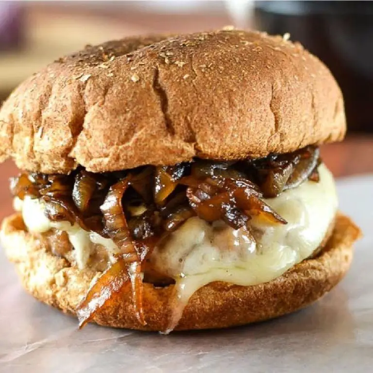 BBQ Turkey Burger with Caramelized Onions