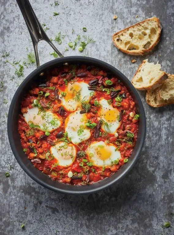 Baked Eggplant with Poached Eggs